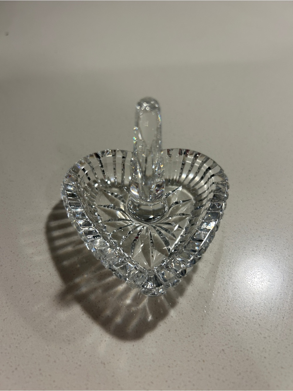 Crystal Heart Ring Holder Jewelry Dish - Clear